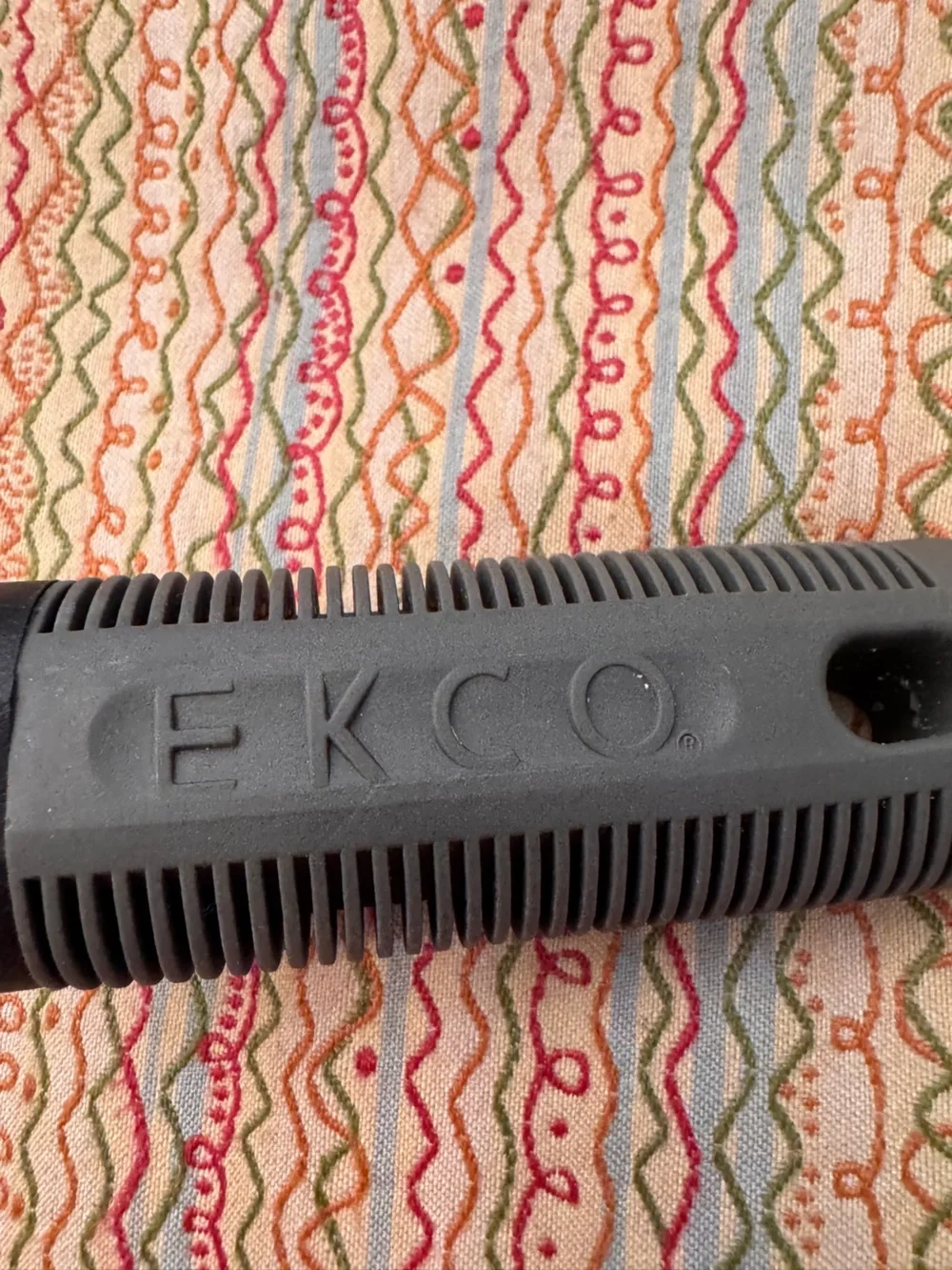 Vintage EKCO slotted spatula stainless steel blade and black rubber grip handle